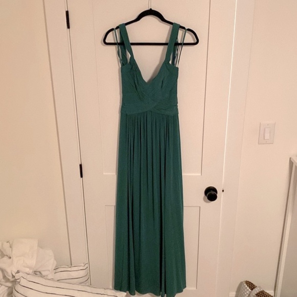 BCBG Max Azria stunning green pleated maxi dress